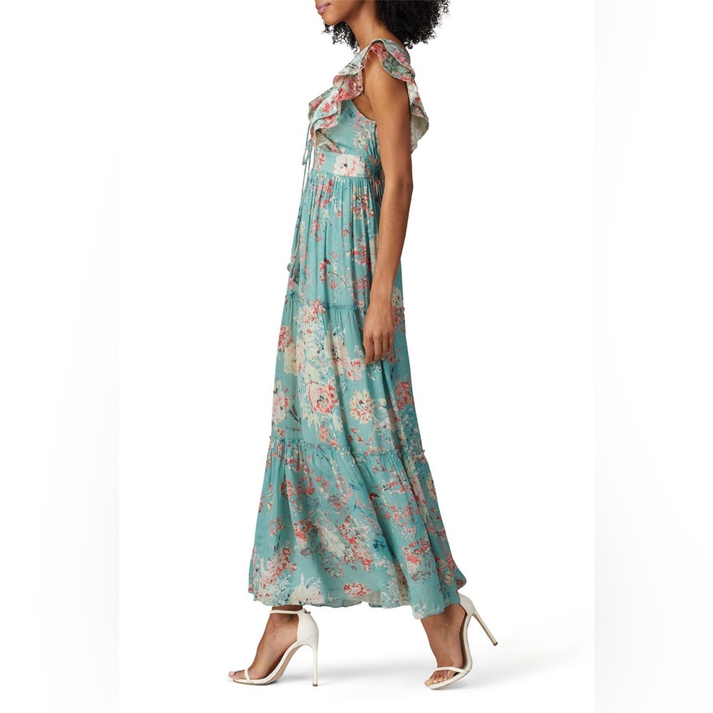 Hemant & Nandita Women’s Floral Cottage Core Boho Maxi Dress Green Sz M EUC